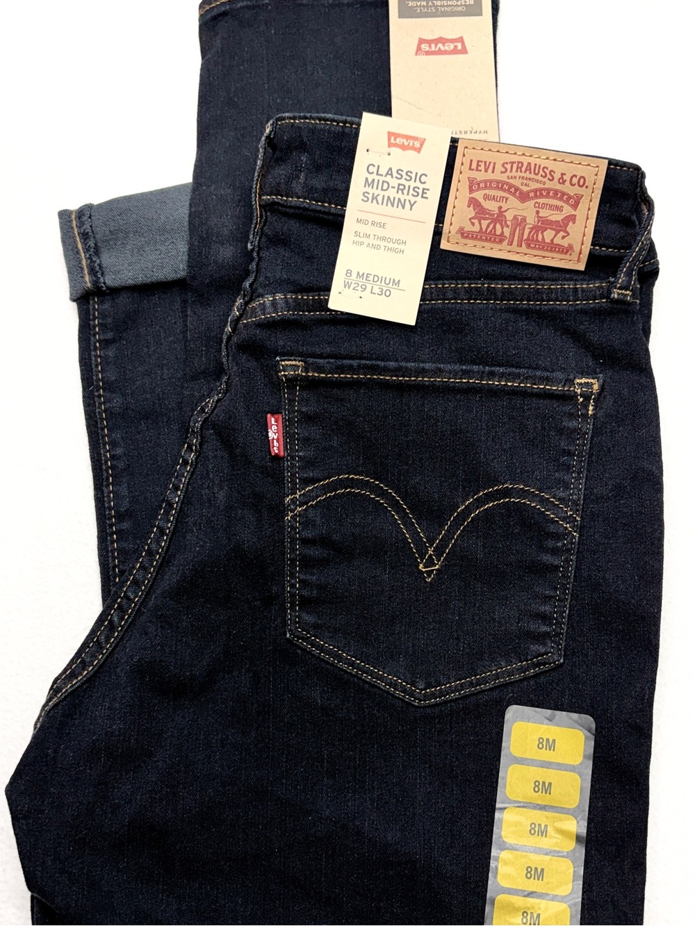 Levi's Sculpt Hyperstretch Skinny Jeans Womens 8 Dark Wash NWT Mid Rise